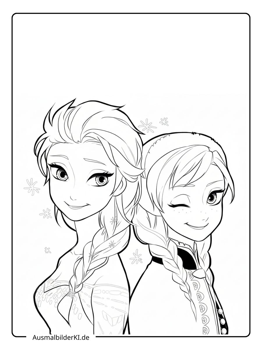 Anna und Elsa Ausmalbilder - Fröhliches Porträt