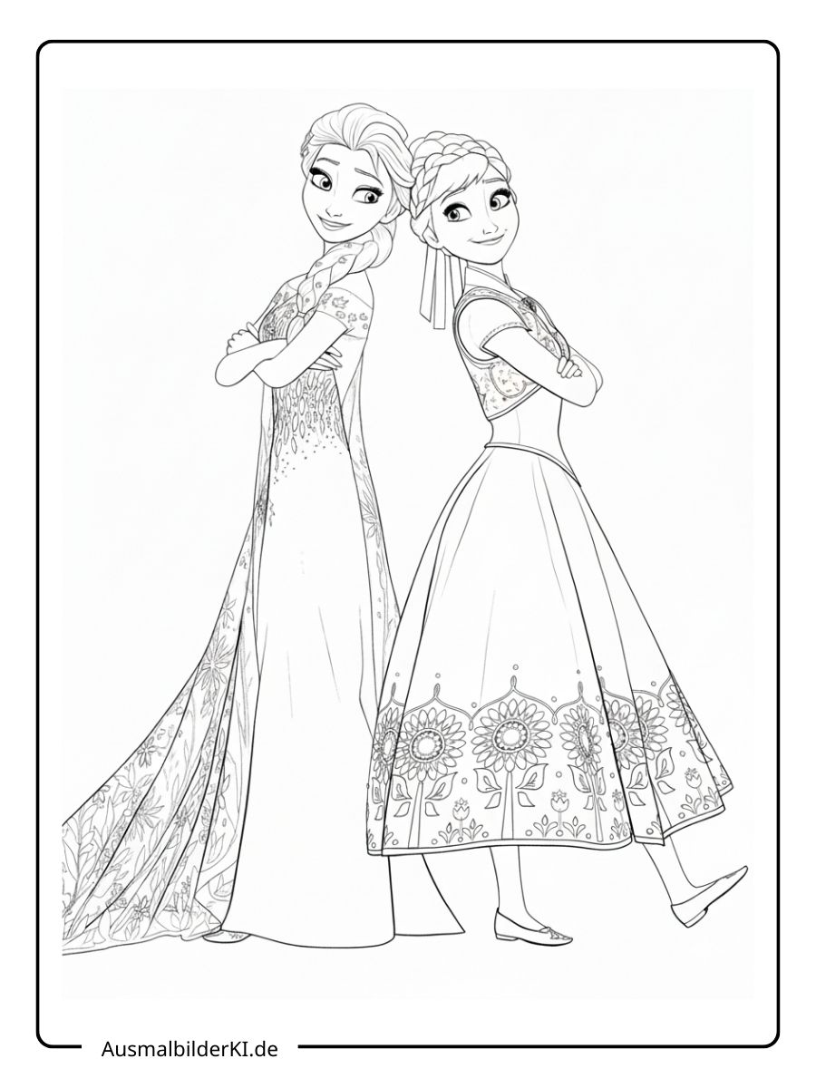 Anna und Elsa Ausmalbilder - Die Eisköniginnen