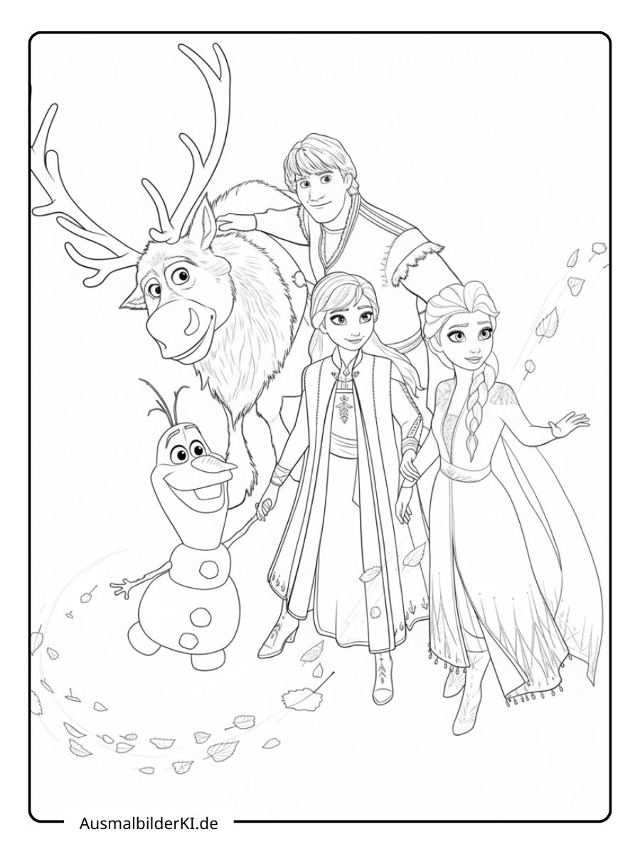 Anna und Elsa Ausmalbilder - Mit Kristoff und Sven
