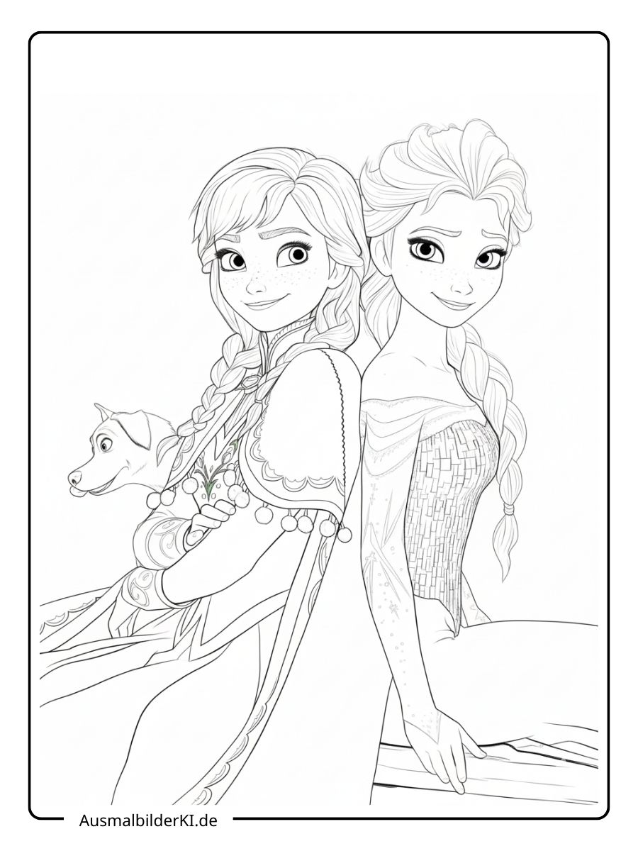 Anna und Elsa Ausmalbilder - Im herbstlichen Wald