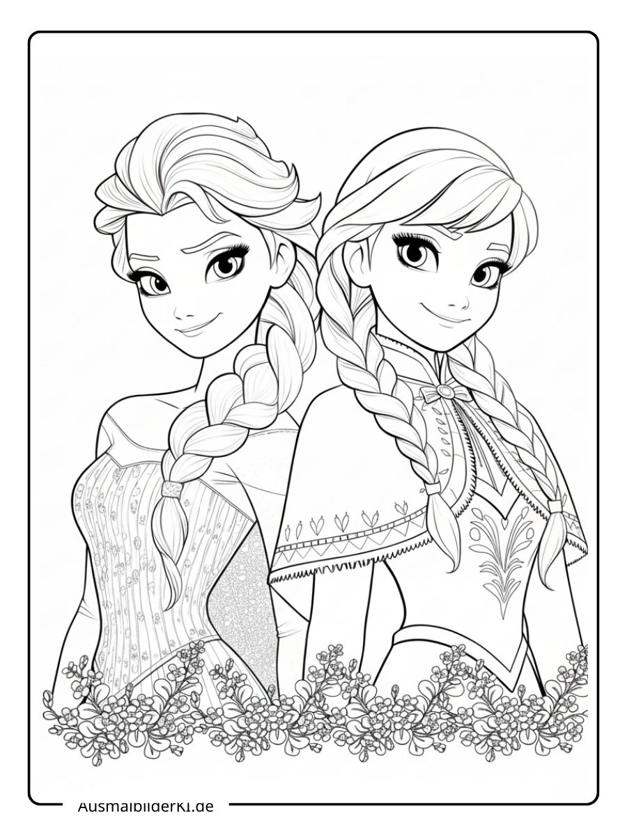 Anna und Elsa Ausmalbilder - Hand in Hand