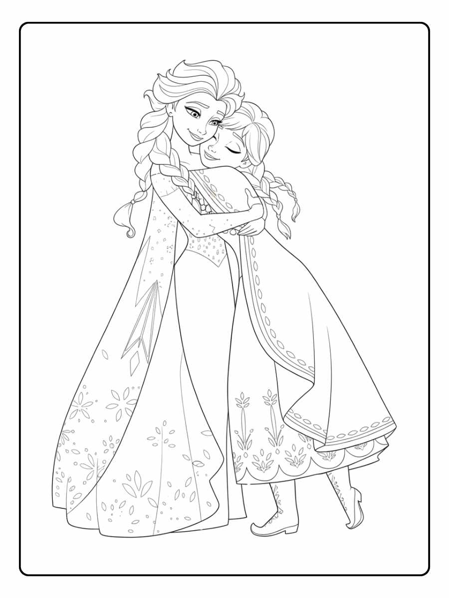 Anna und Elsa Ausmalbilder Die Große Umarmung