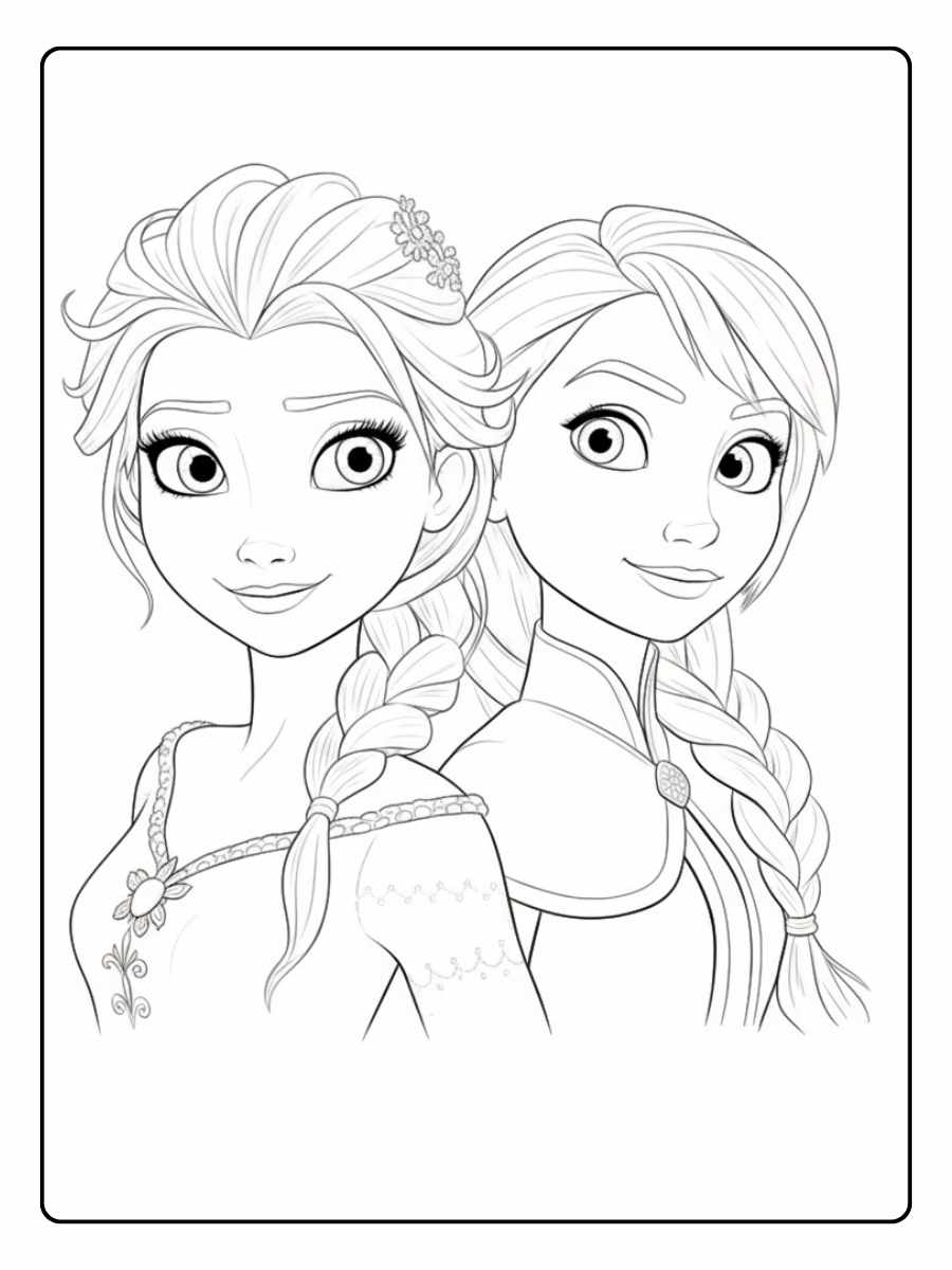 Anna und Elsa Ausmalbilder Eine innige Umarmung