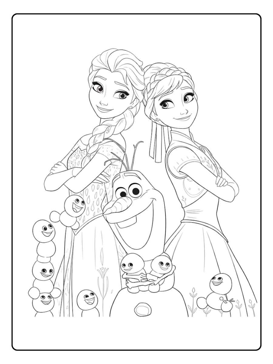 Anna und Elsa Ausmalbilder Freunde für immer