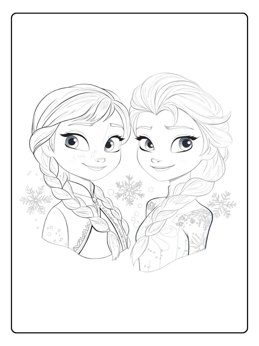 Anna und Elsa Ausmalbilder Schwesternliebe im Winterland