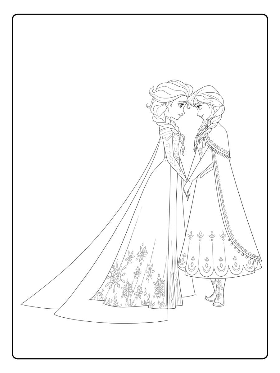 Anna und Elsa Ausmalbilder Schwesternliebe