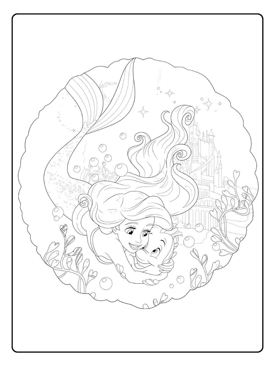 Arielle die Meerjungfrau Ausmalbilder Ariel und ihre Freunde in der Tiefe