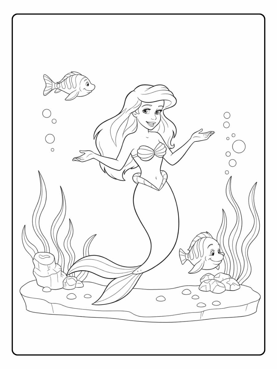 Arielle die Meerjungfrau Ausmalbilder Ein fröhliches Wiedersehen unter Wasser
