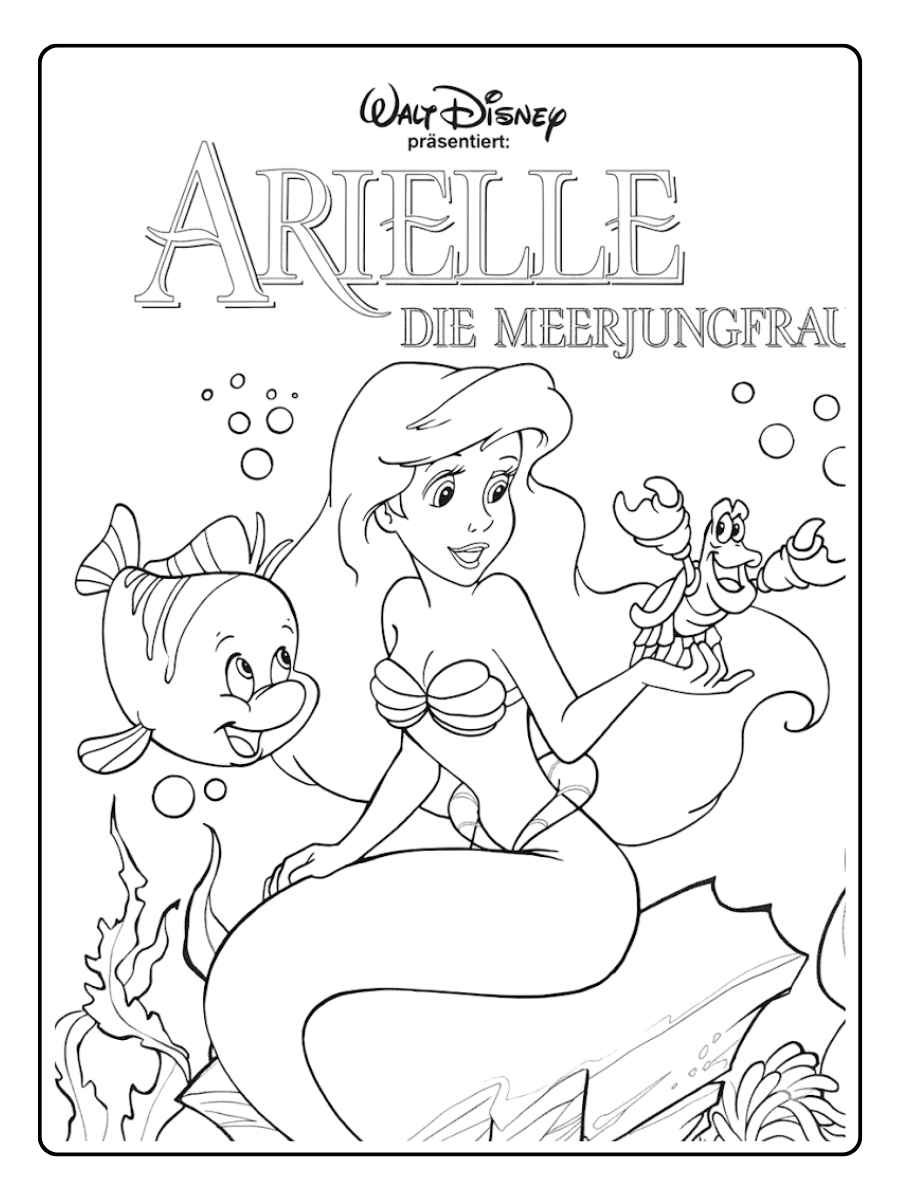 Arielle die Meerjungfrau Ausmalbilder Fröhliches Tauchen mit Flounder und