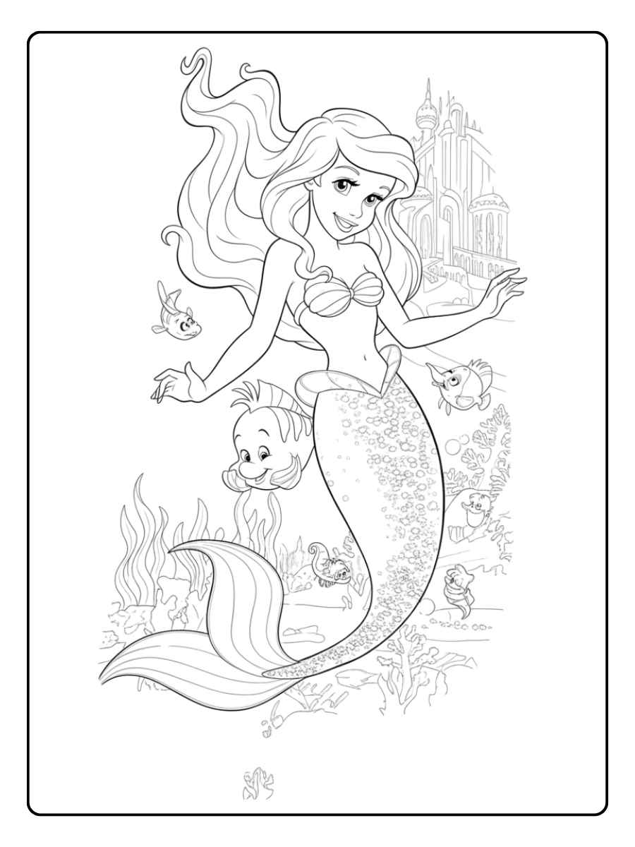 Arielle die Meerjungfrau Ausmalbilder Unter dem Meer