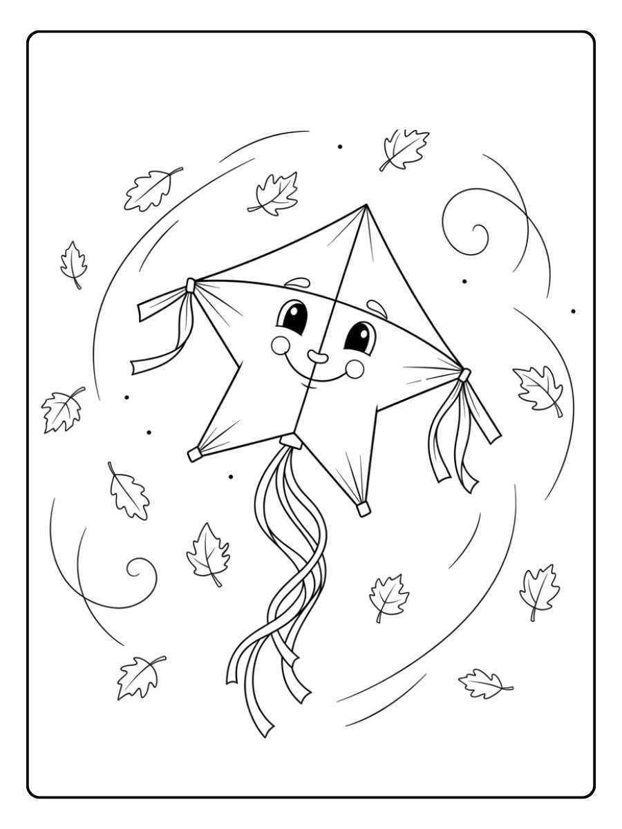 Ausmalbild Drachen Herbst Drachen in Form eines Sterns im Herbsthimmel