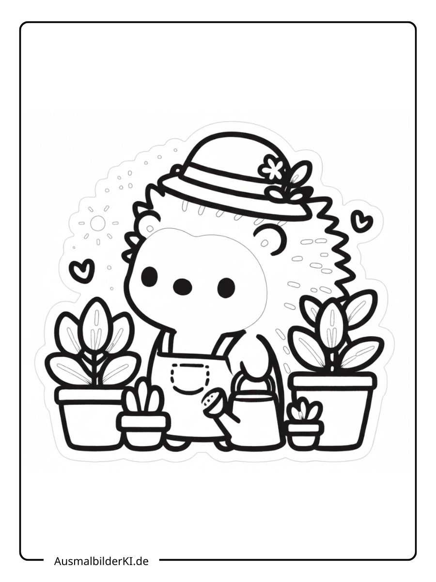 Ausmalbild Herbst Igel - Als Gärtner