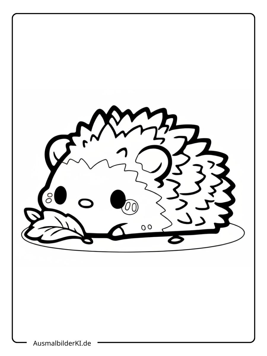Ausmalbild Herbst Igel - Liegend
