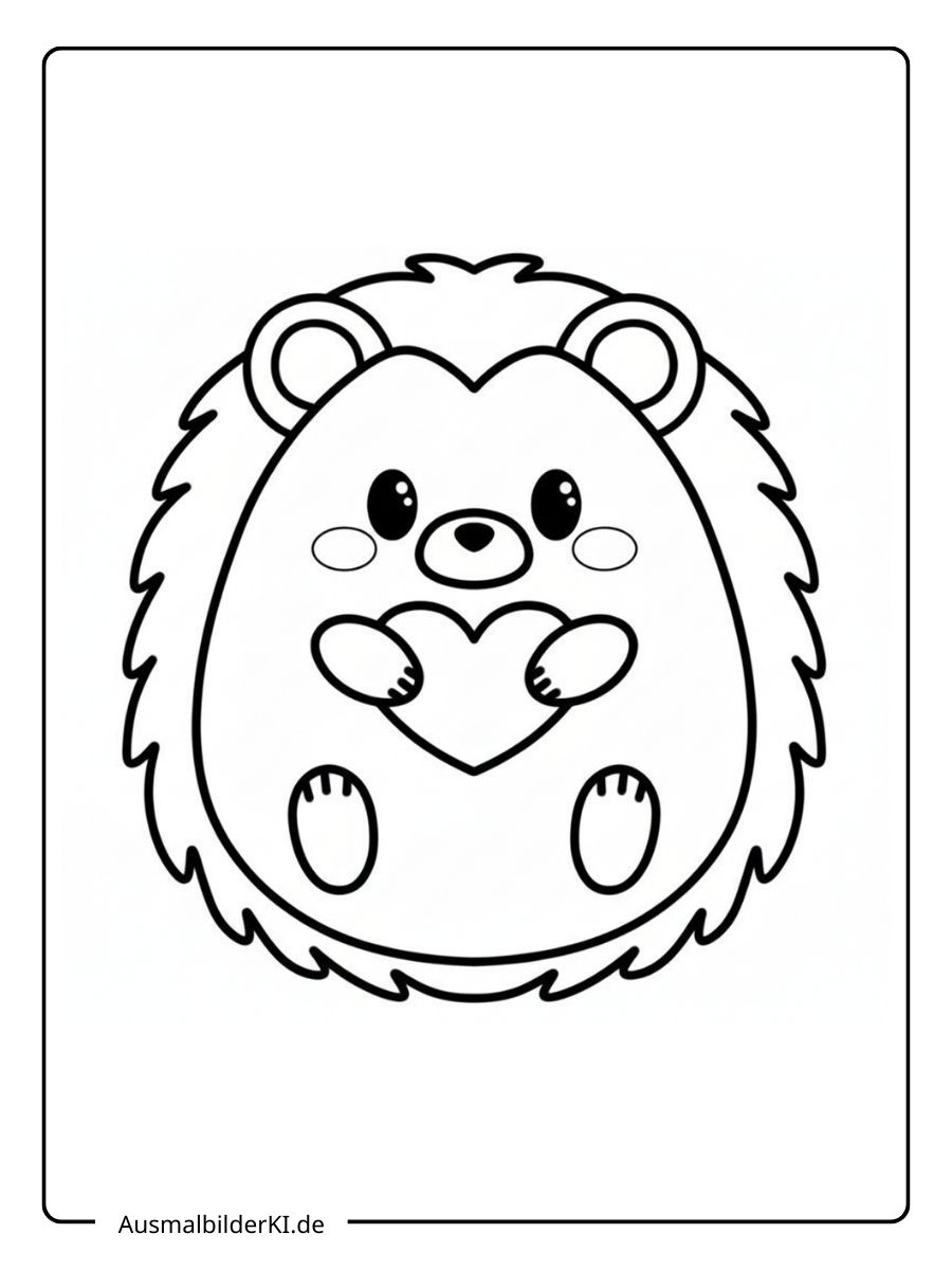 Ausmalbild Herbst Igel - Mit Herz