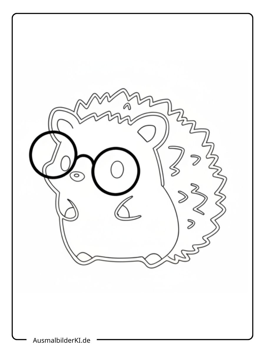 Ausmalbild Herbst Igel - Mit Brille