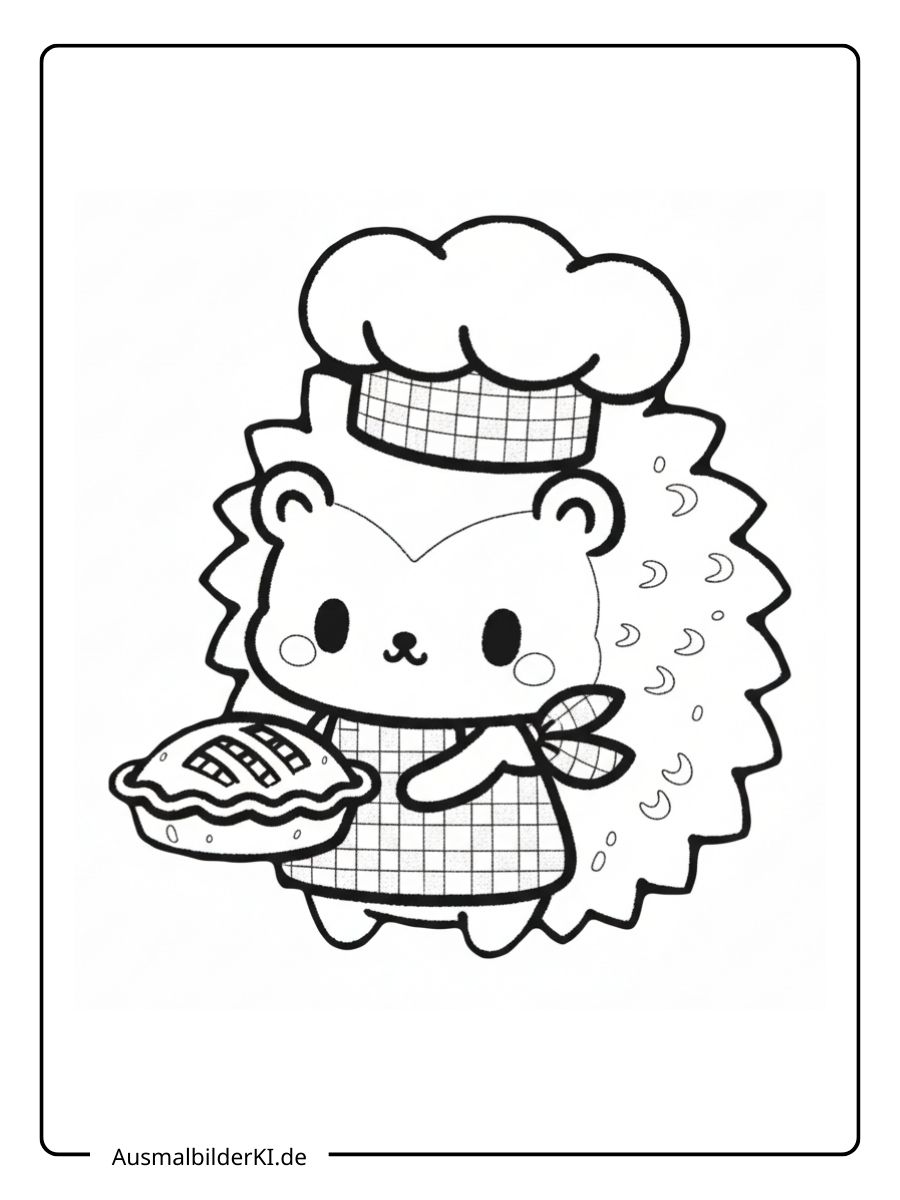 Ausmalbild Herbst Igel - Als Koch