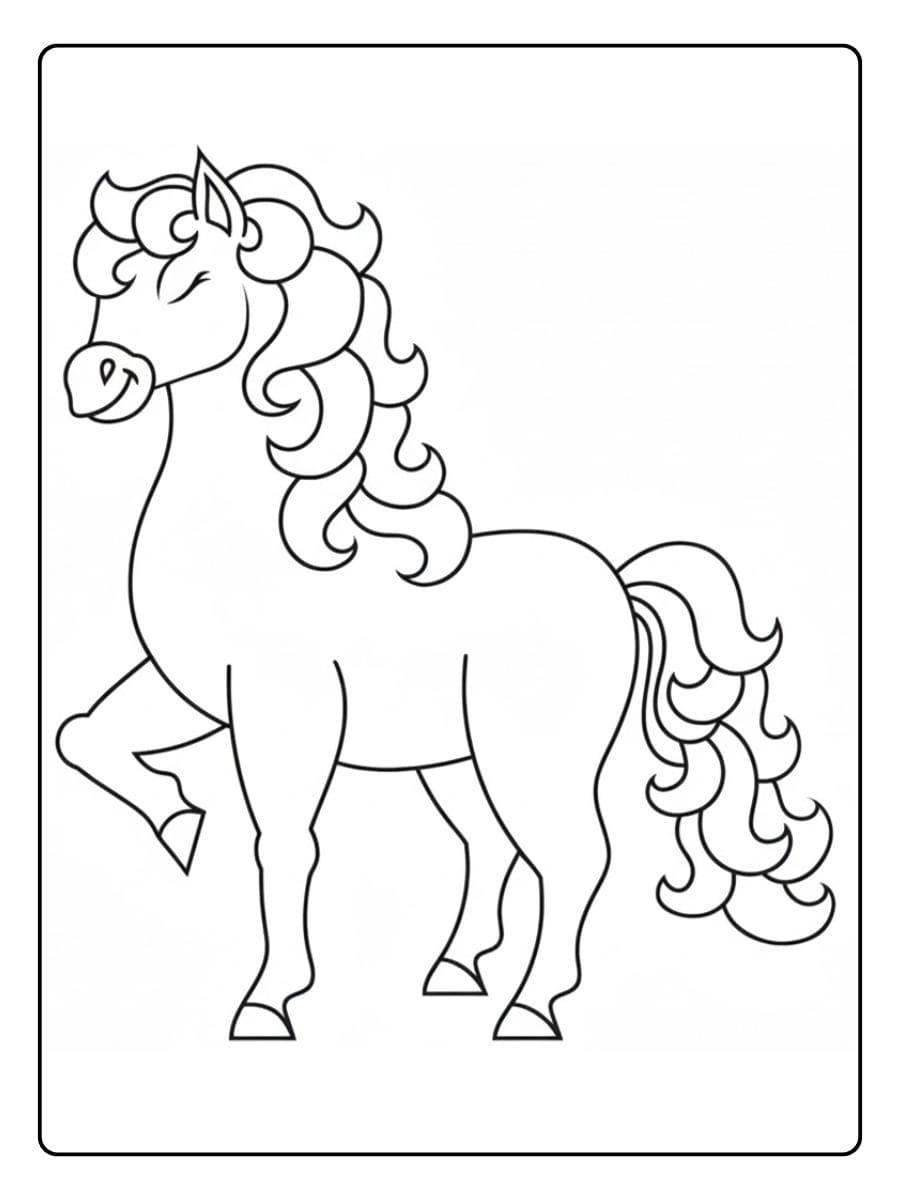 Ausmalbild Pferd Anmutiges Einhorn mit funkelnden Sternen