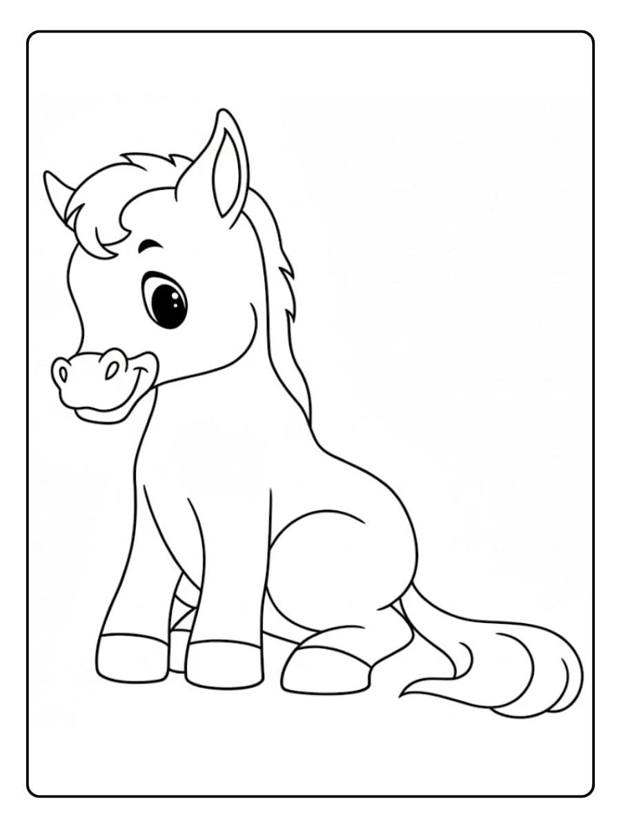 Ausmalbild Pferd Entspanntes Reiten auf der Koppel