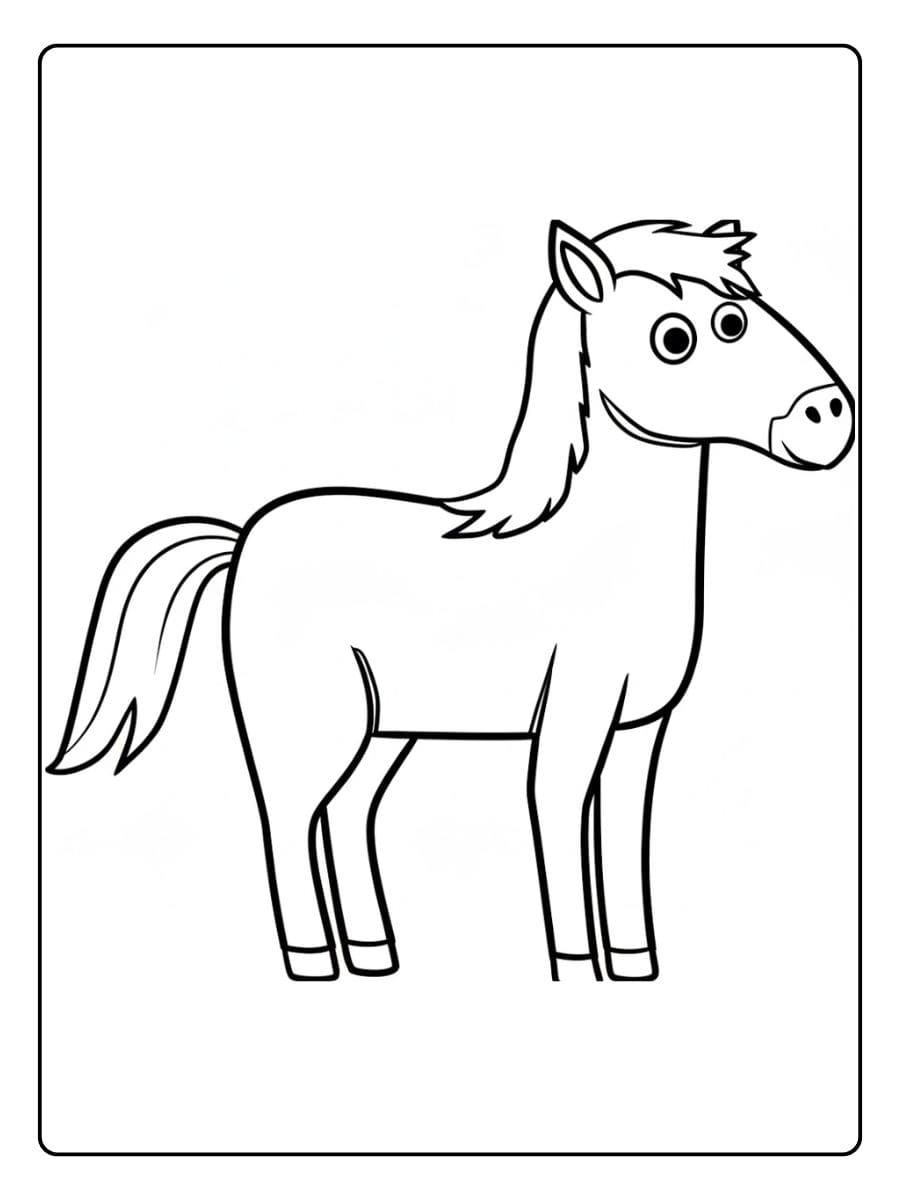 Ausmalbild Pferd Freundschaft zwischen Kind und Pony