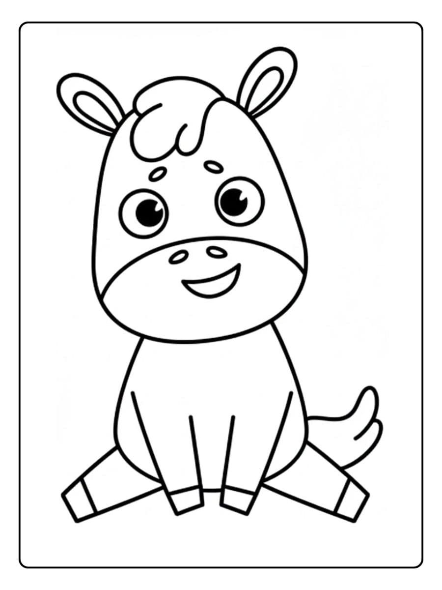 Ausmalbild Pferd Niedliches Einhorn mit Herz und Blumen