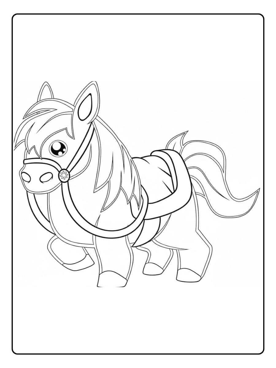 Ausmalbild Pferd Süßes Pony zum Ausmalen