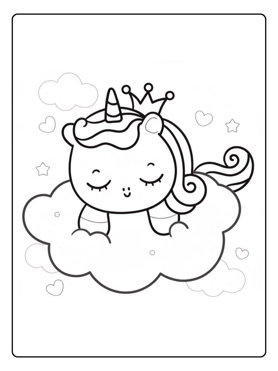 Ausmalbild Prinzessin Einhorn Einhorn mit Blumen in der Mähne