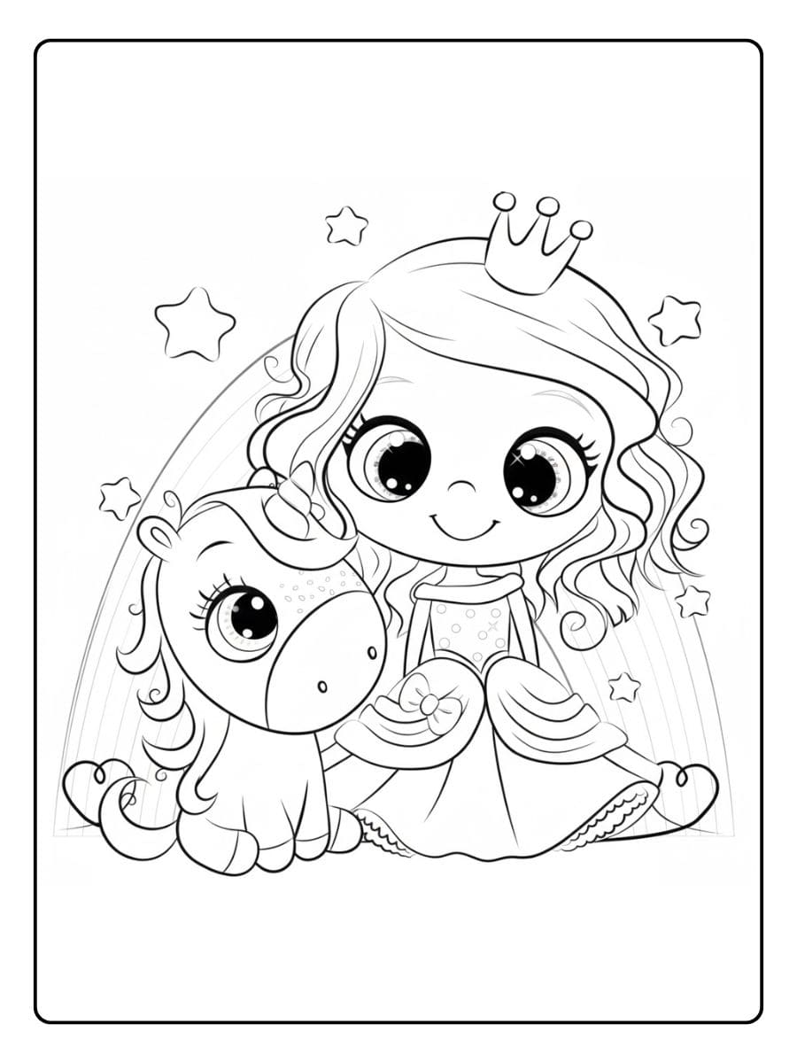 Ausmalbild Prinzessin Einhorn Prinzessin reitet auf ihrem Einhorn