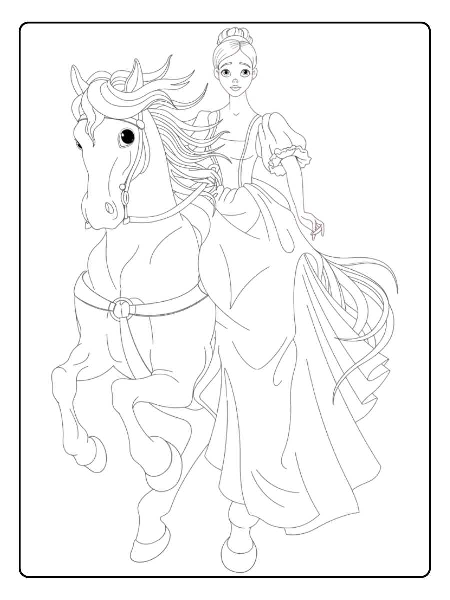 Ausmalbild Prinzessin Pferd Der Traum der Prinzessin vom Reiten