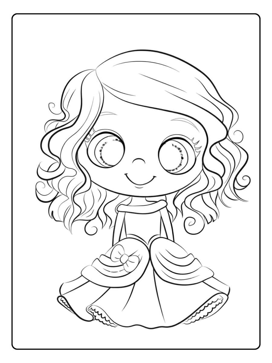 Ausmalbild Prinzessin im Ballkleidd