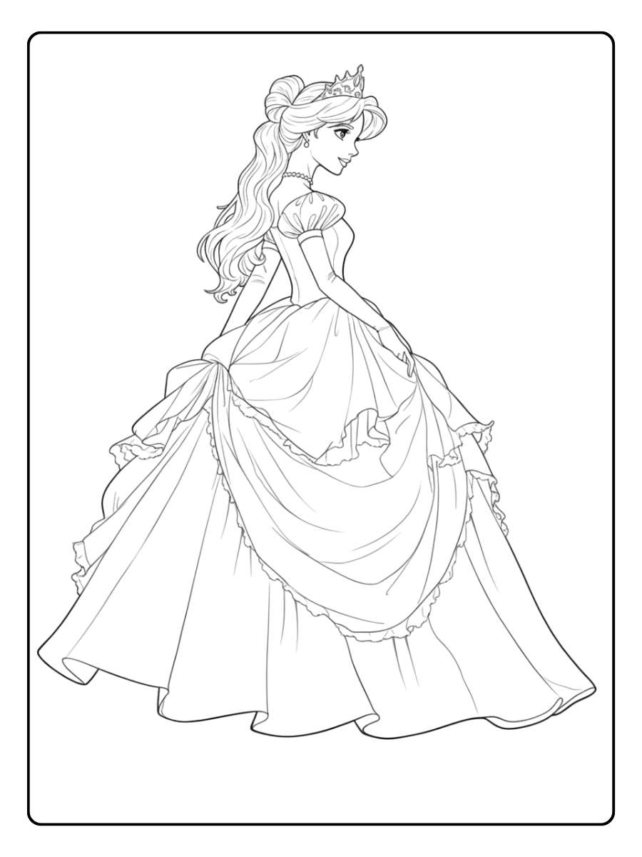 Ausmalbild Prinzessin lachendes Gesicht