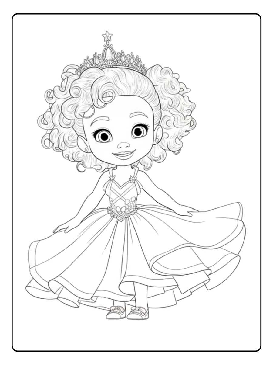 Ausmalbild Prinzessin mit großen Augen