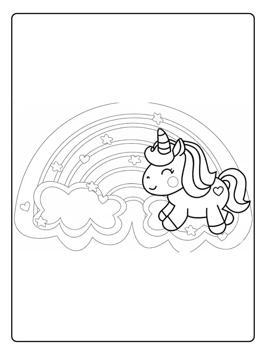 Ausmalbild Regenbogen Einhorn Glitzerndes Einhorn mit Regenbogen und Sternen
