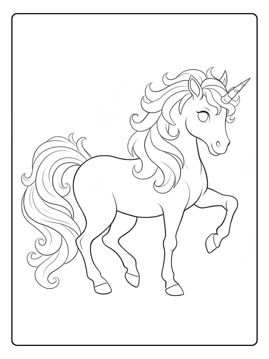 Ausmalbild Regenbogen Einhorn Lächelndes Fabelwesen