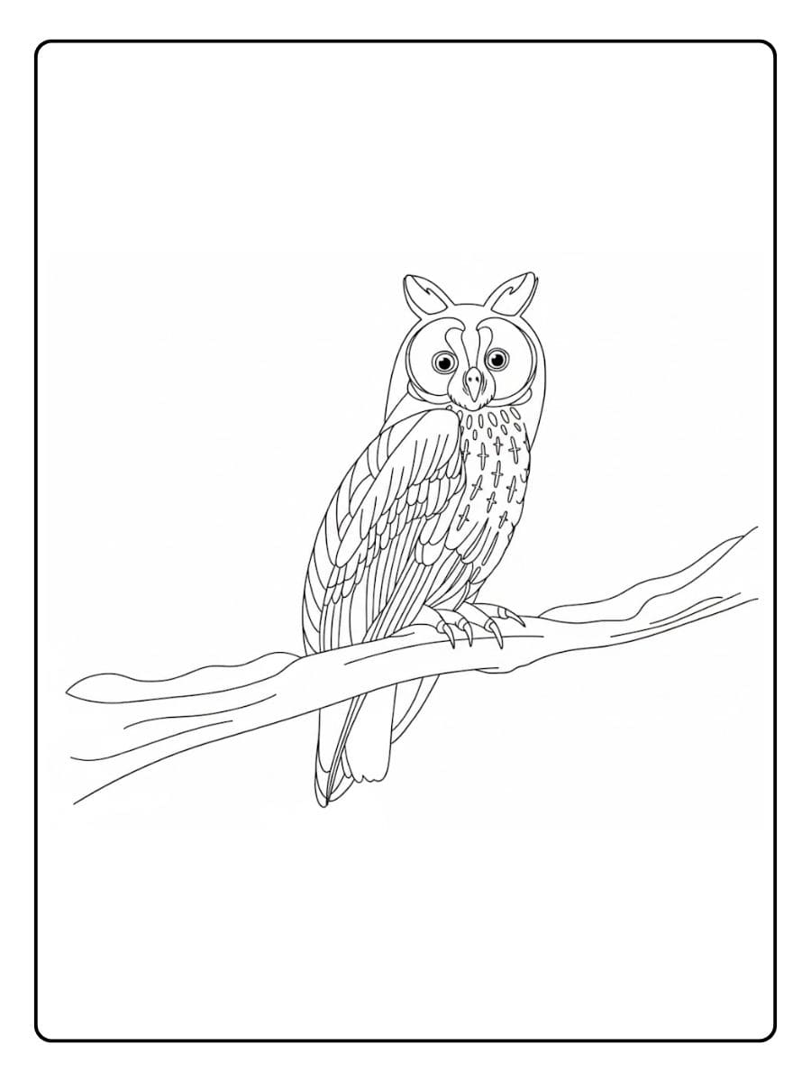 Ausmalbild Tiere im Wald Lustige Eule