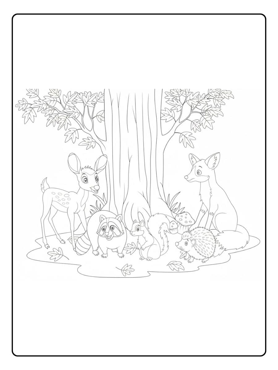 Ausmalbild Tiere im Wald Süßes Eichhörnchen mit Mütze