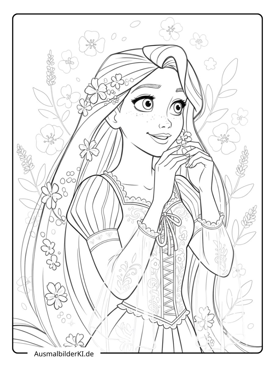 Ausmalbilder Disney Prinzessinnen - Rapunzel