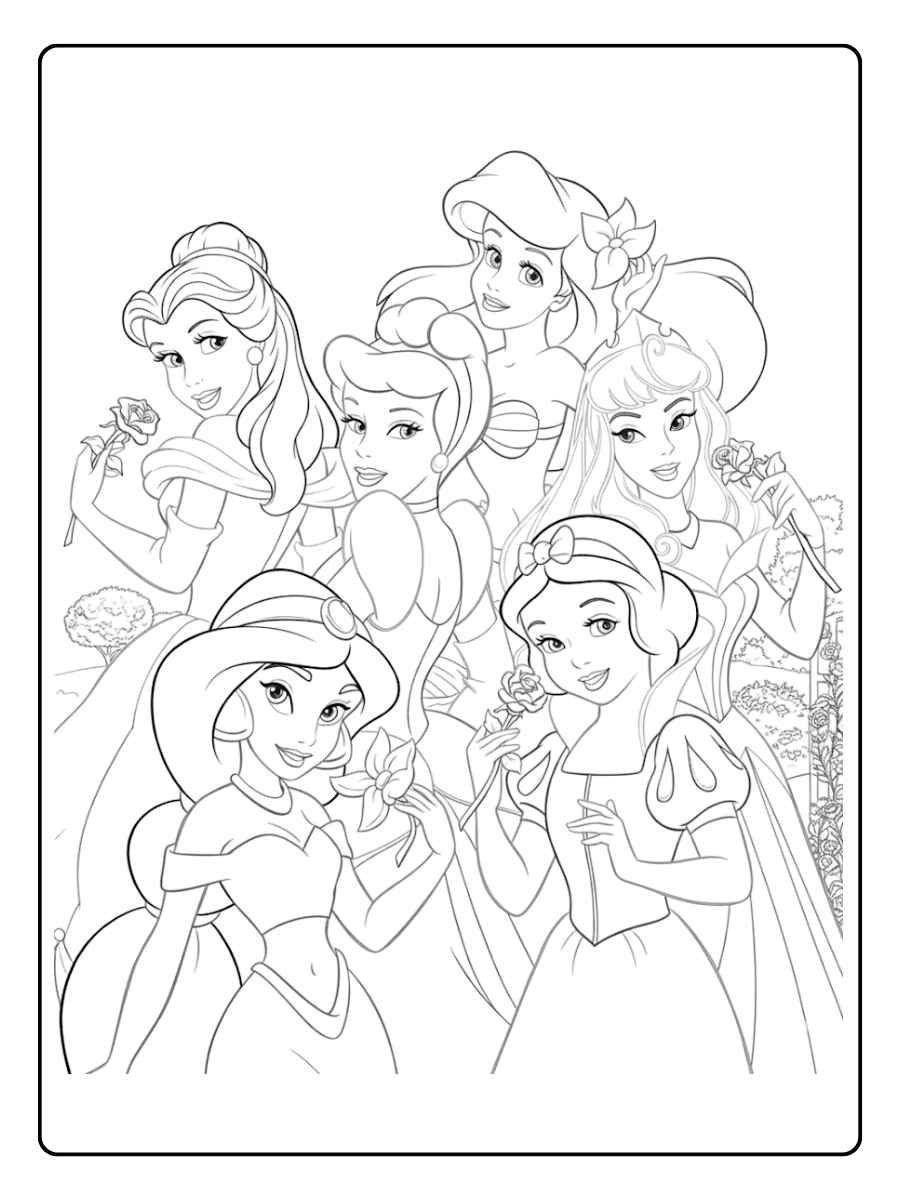 Ausmalbilder Disney Prinzessinnen Die Königliche Zusammenkunft
