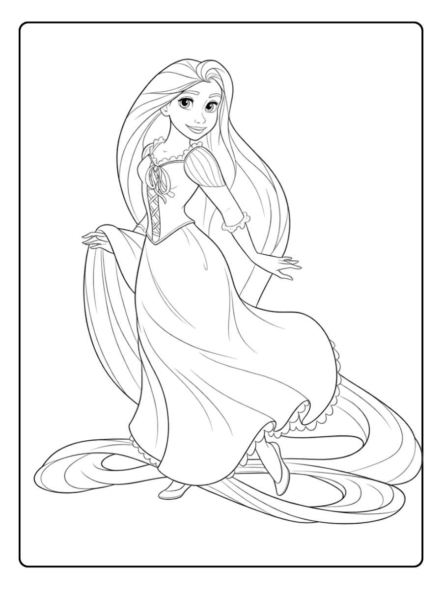 Ausmalbilder Disney Prinzessinnen Fröhlicher Tanz der Prinzessinnen