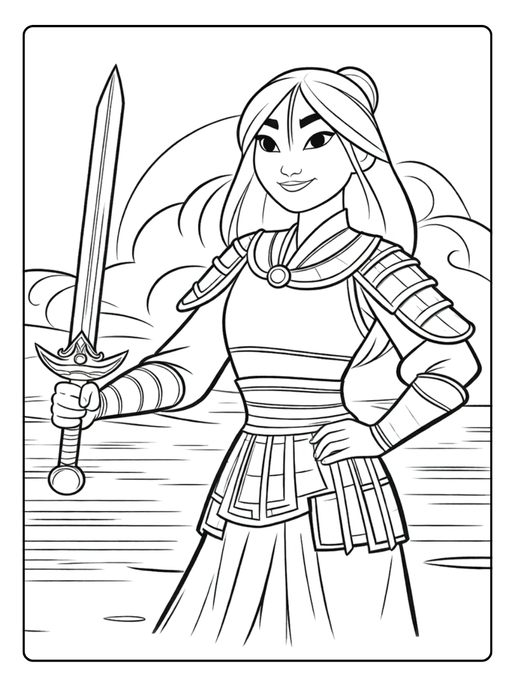 Ausmalbilder Disney – Mulan im Kampfformat