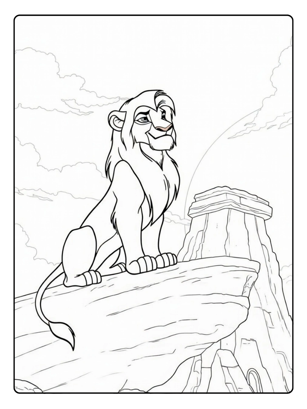 Ausmalbilder Disney – Simba auf dem Felskönig