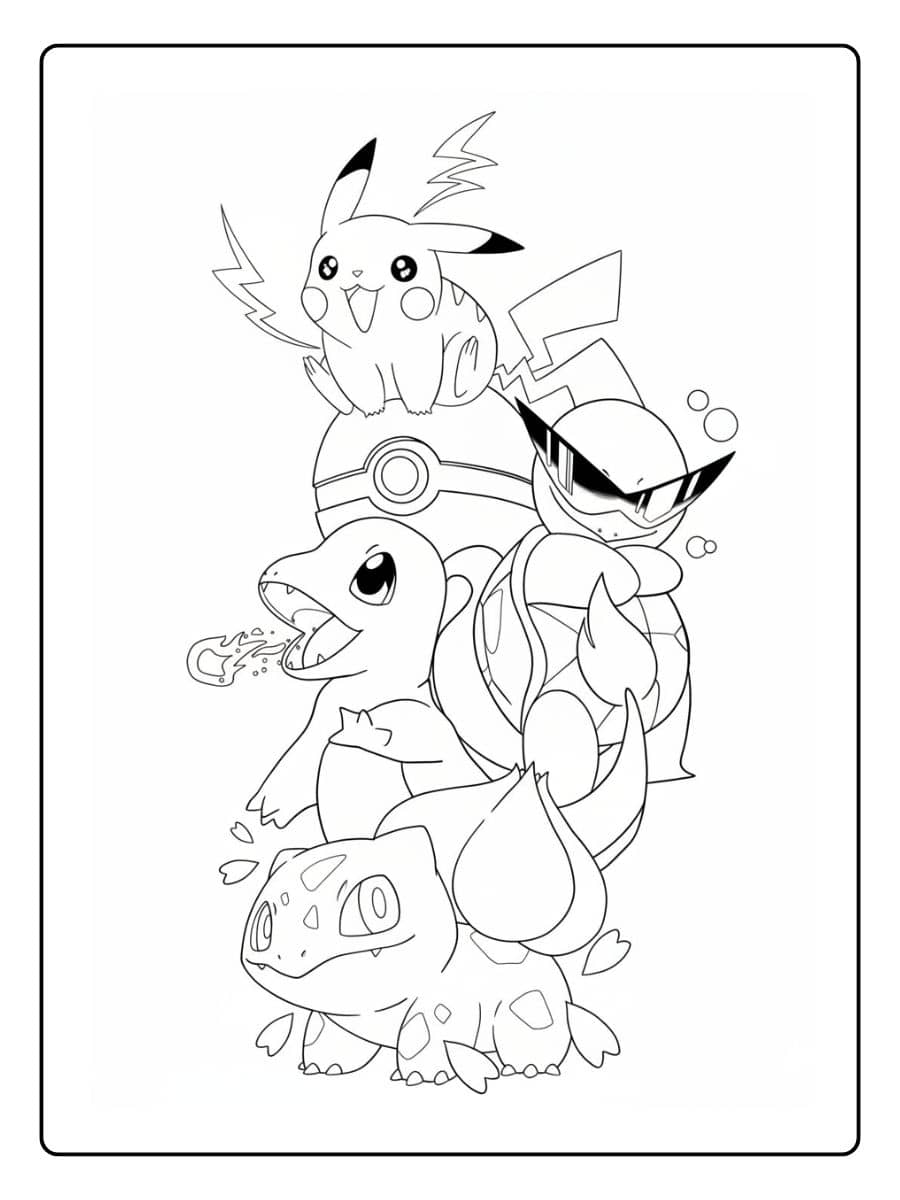 Ausmalbilder Pokemon - Das Startquartett