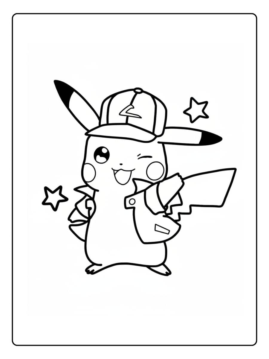 Ausmalbilder Pokemon - Fröhliches Pikachu