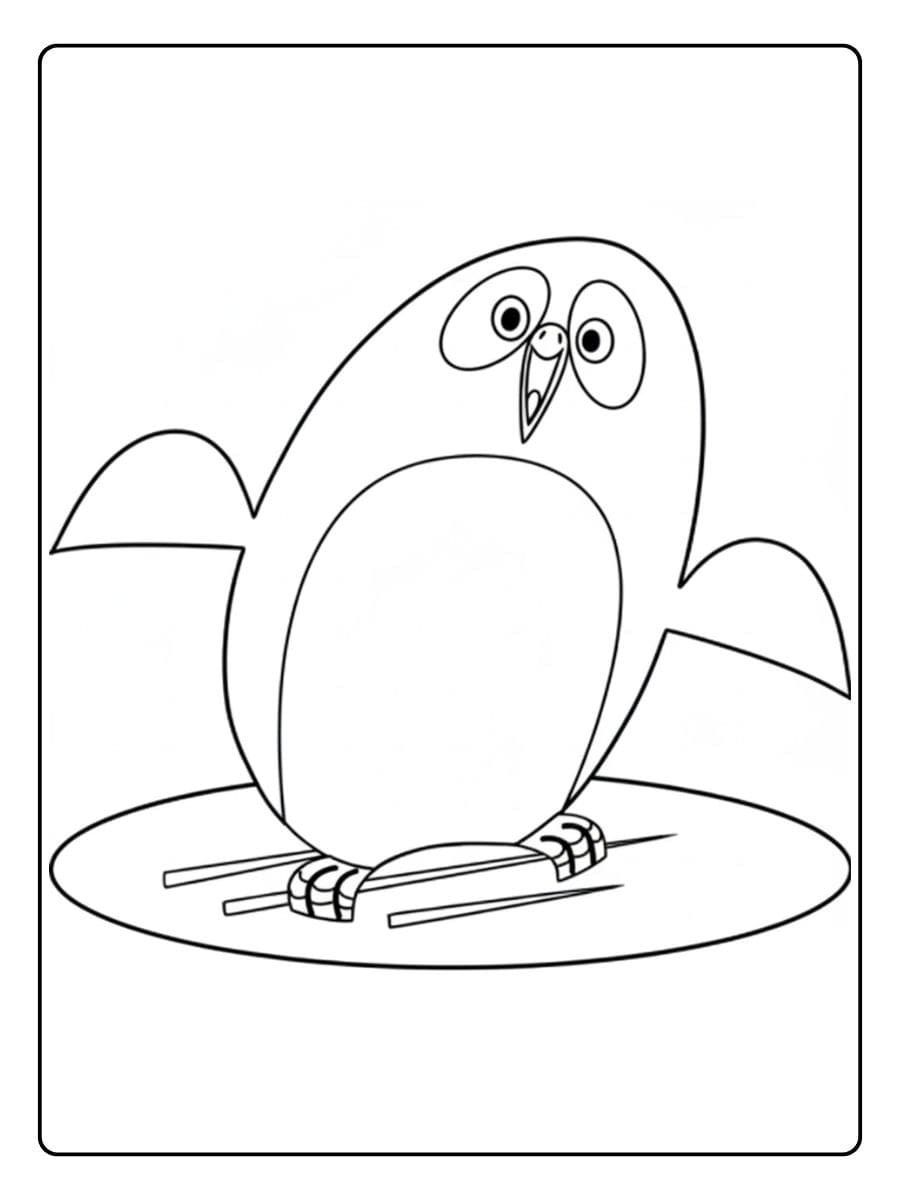 Ausmalbilder Tiere Zoo Der Pinguin beim Eislaufen