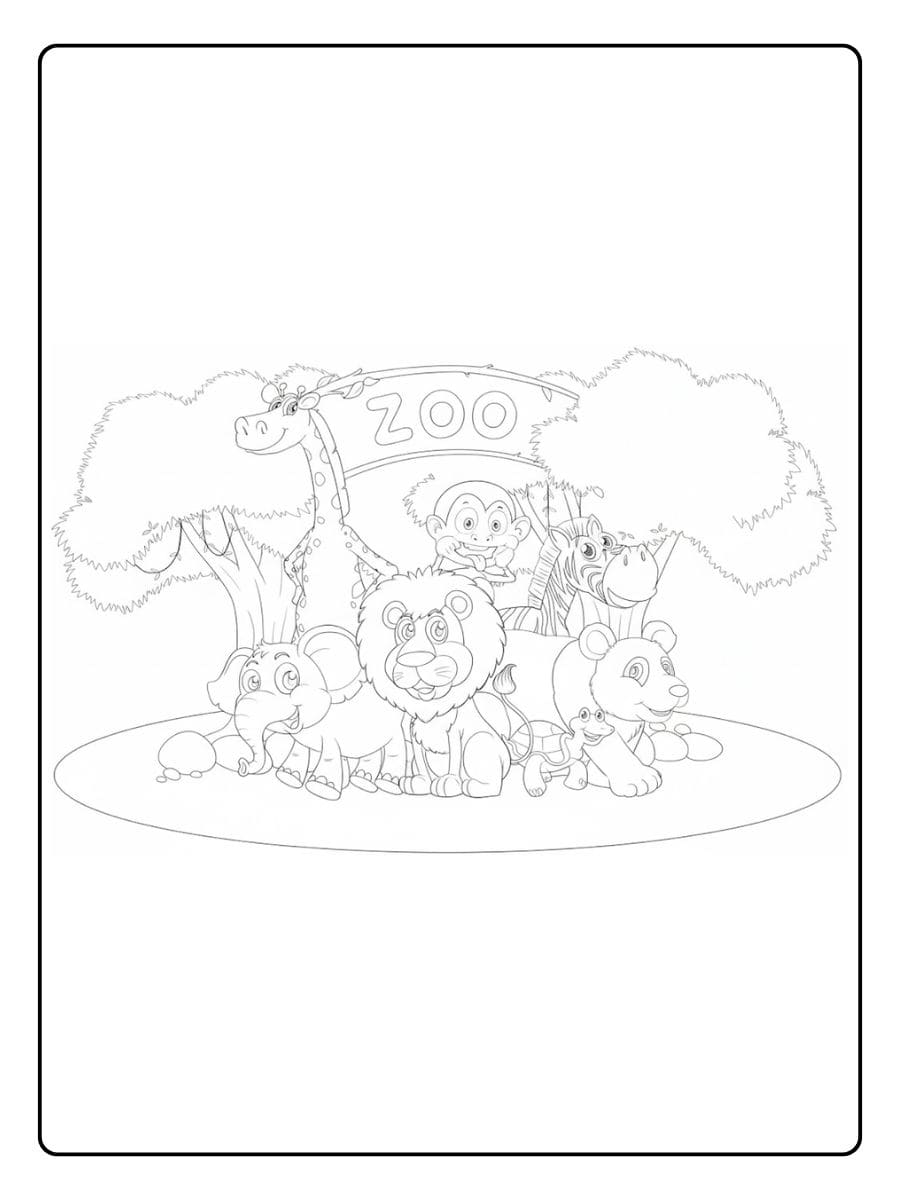 Ausmalbilder Tiere Zoo Eine bunte Tierwelt wartet