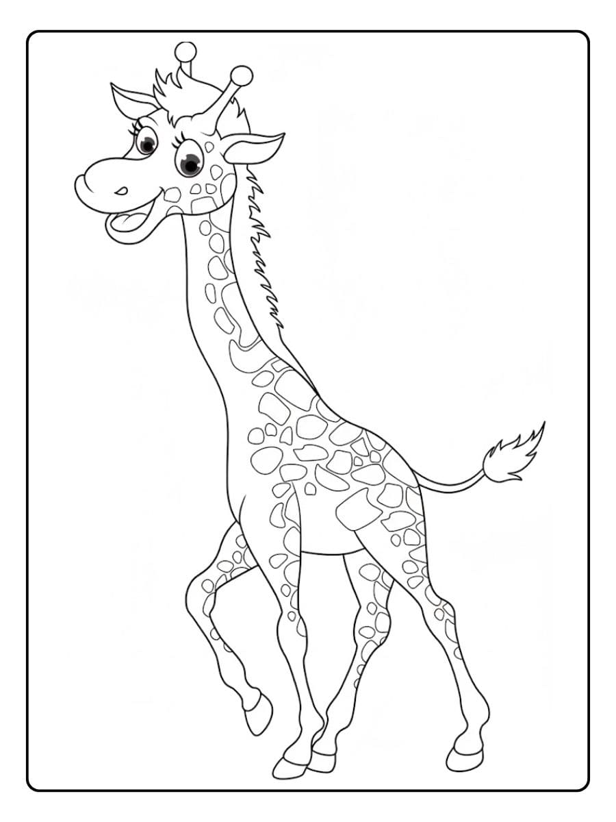 Ausmalbilder Tiere Zoo Nette Giraffe