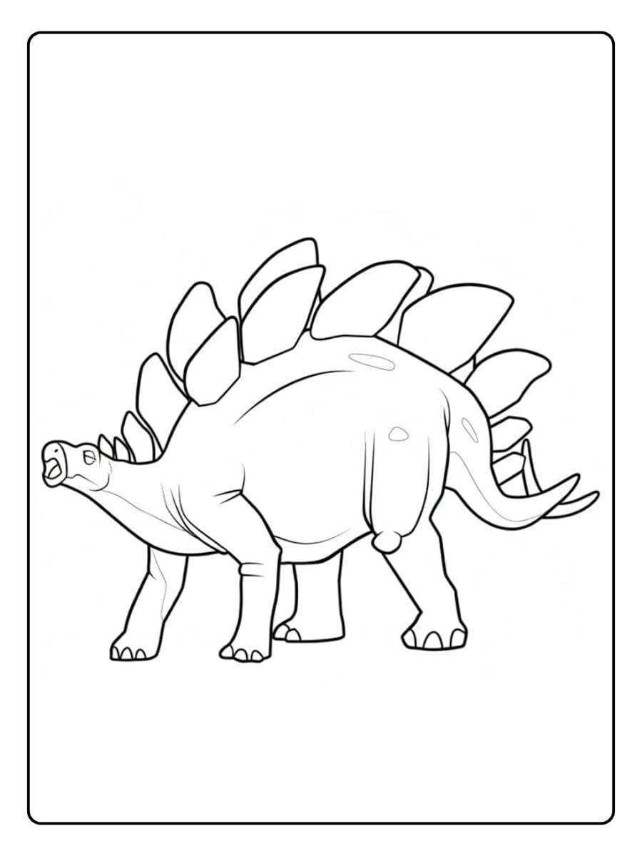 Ausmalbilder Tiere Zoo Stegosaurus im Urzeit Gehege