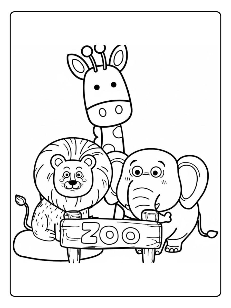 Ausmalbilder Tiere Zoo Süßes Känguru mit Mütze