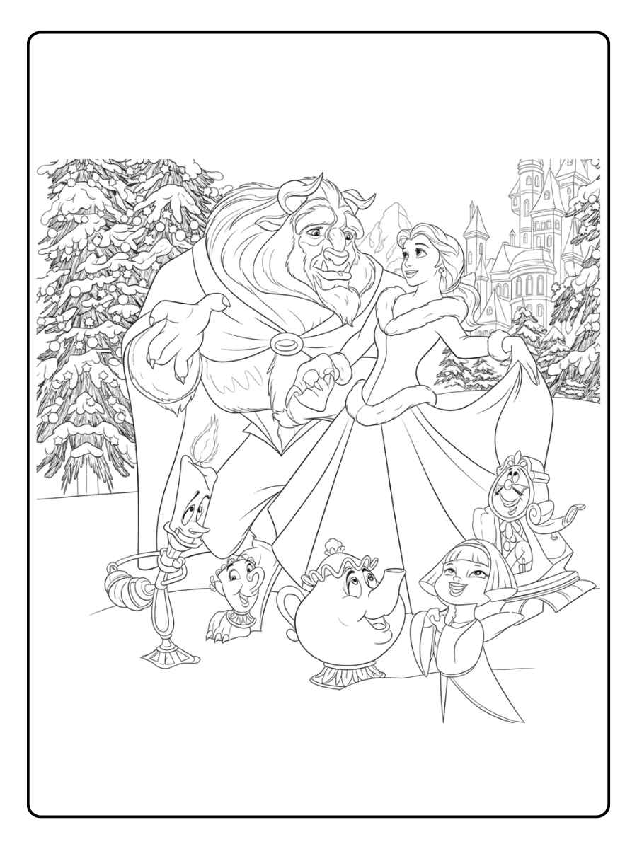 Ausmalbilder Weihnachten Disney Die Schöne und das Biest im Winterzauber