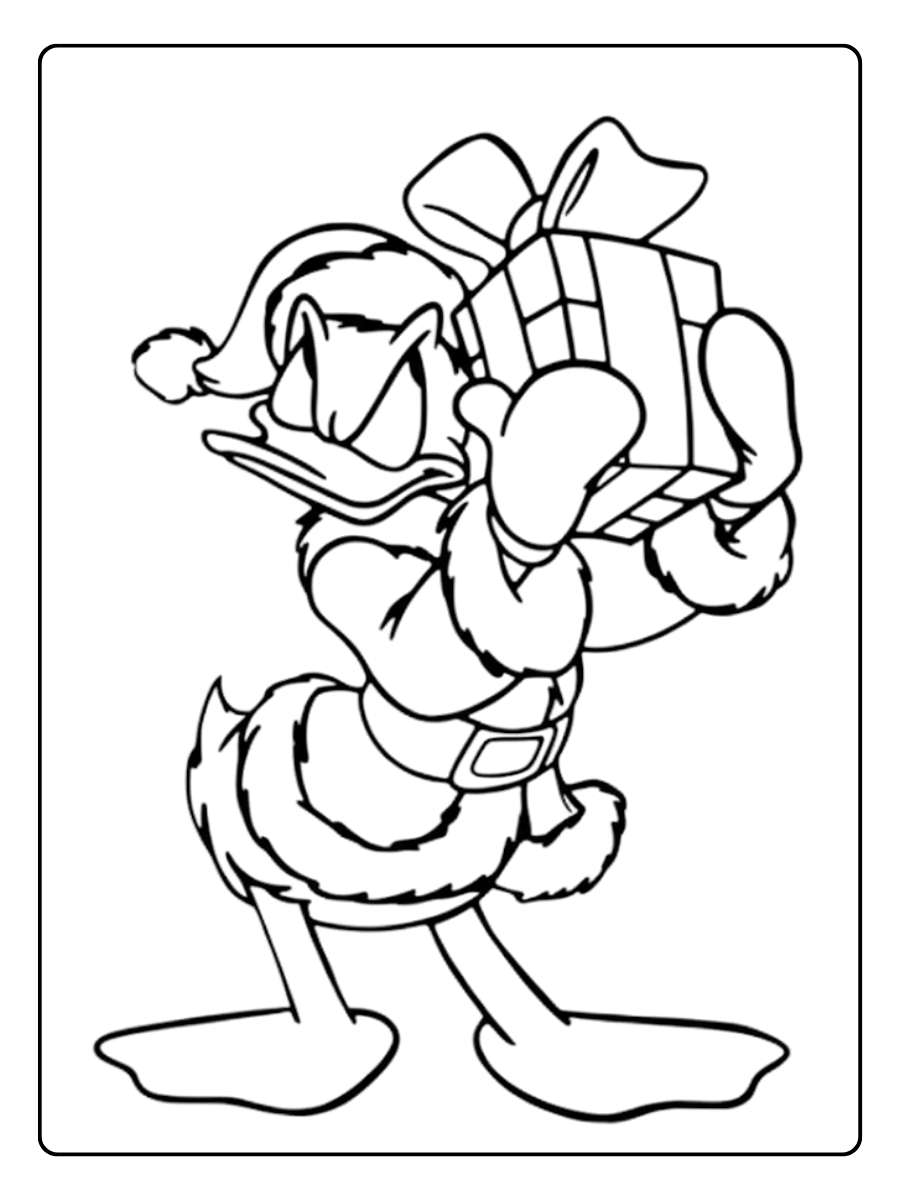 Ausmalbilder Weihnachten Disney Donald Duck im Lichterketten Salat