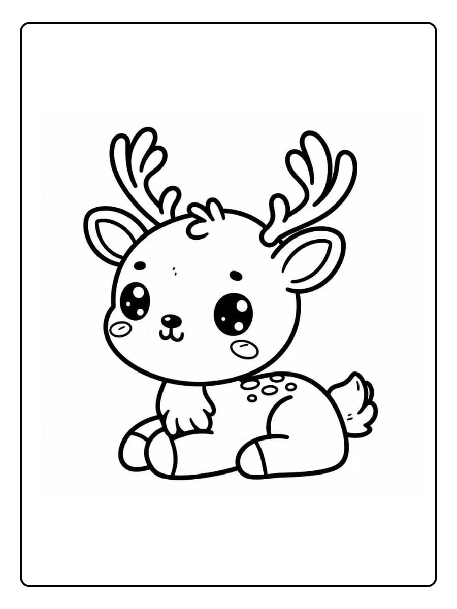 Ausmalbilder Weihnachten Rentier - Liegend